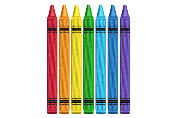 Artistic Crayons Embroidery Design for Creative Projects