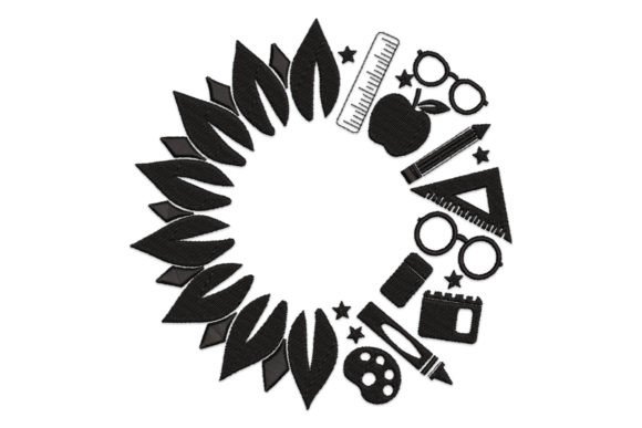 Charming Sunflower School Embroidery Design